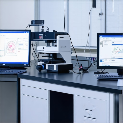 Modern laboratory with genomic sequencing machines and digital health data analysis