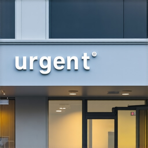 Future of Urgent Care: Digital and Community Integration A futuristic urgent care center showcasing digital health tools and community outreach programs
