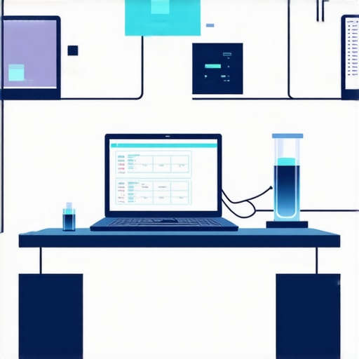 Diagram showing telehealth devices linked with lab testing and data flow