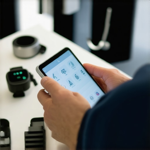 Doctor reviewing patient data on a tablet with wearable health devices nearby