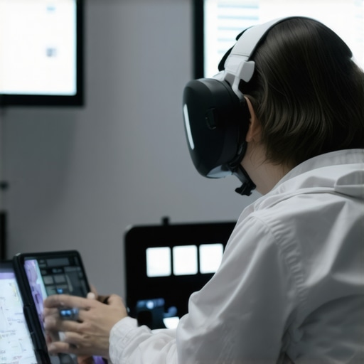 Futuristic telehealth emergency room with AI, wearables, AR, and real-time monitoring