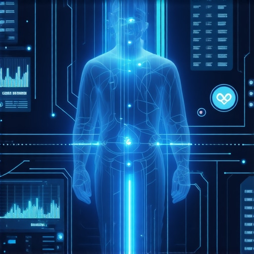 Visualization of a digital twin medical interface displaying real-time health data