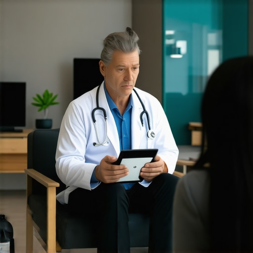 Telehealth Consultation in Modern Healthcare Doctor consulting with patient via telehealth platform on digital devices.