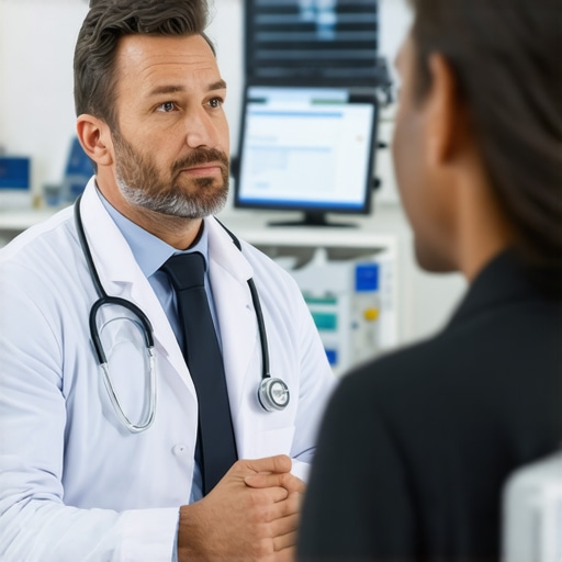 Doctor and Patient in Telehealth Consultation Doctor consulting with patient via telehealth on a computer