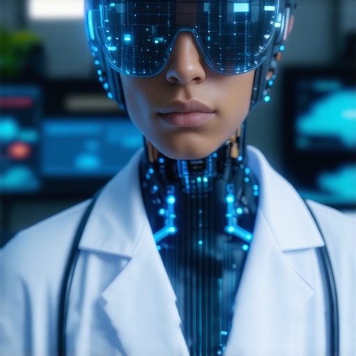 Future of Telehealth Technology in 2030 Advanced telehealth setup with AI, AR, and remote monitoring devices