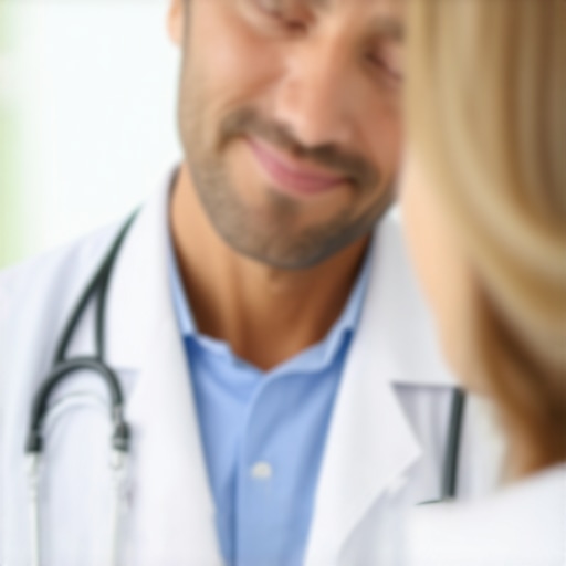 Doctor talking to patient in a clinic setting
