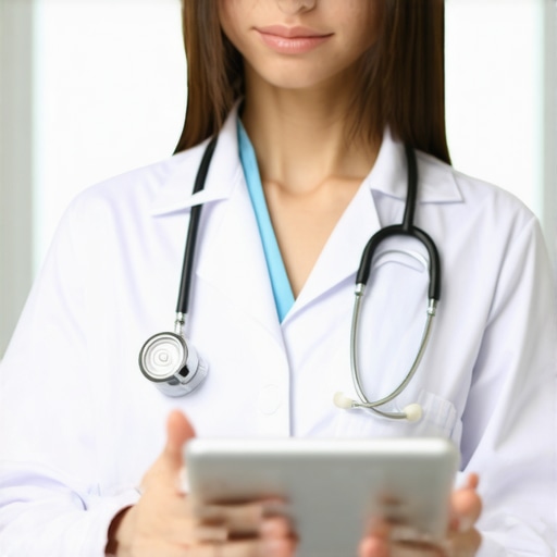 A patient speaking with a doctor via video call on a tablet