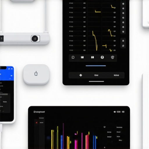 Illustration of telehealth platform with digital devices and data analytics